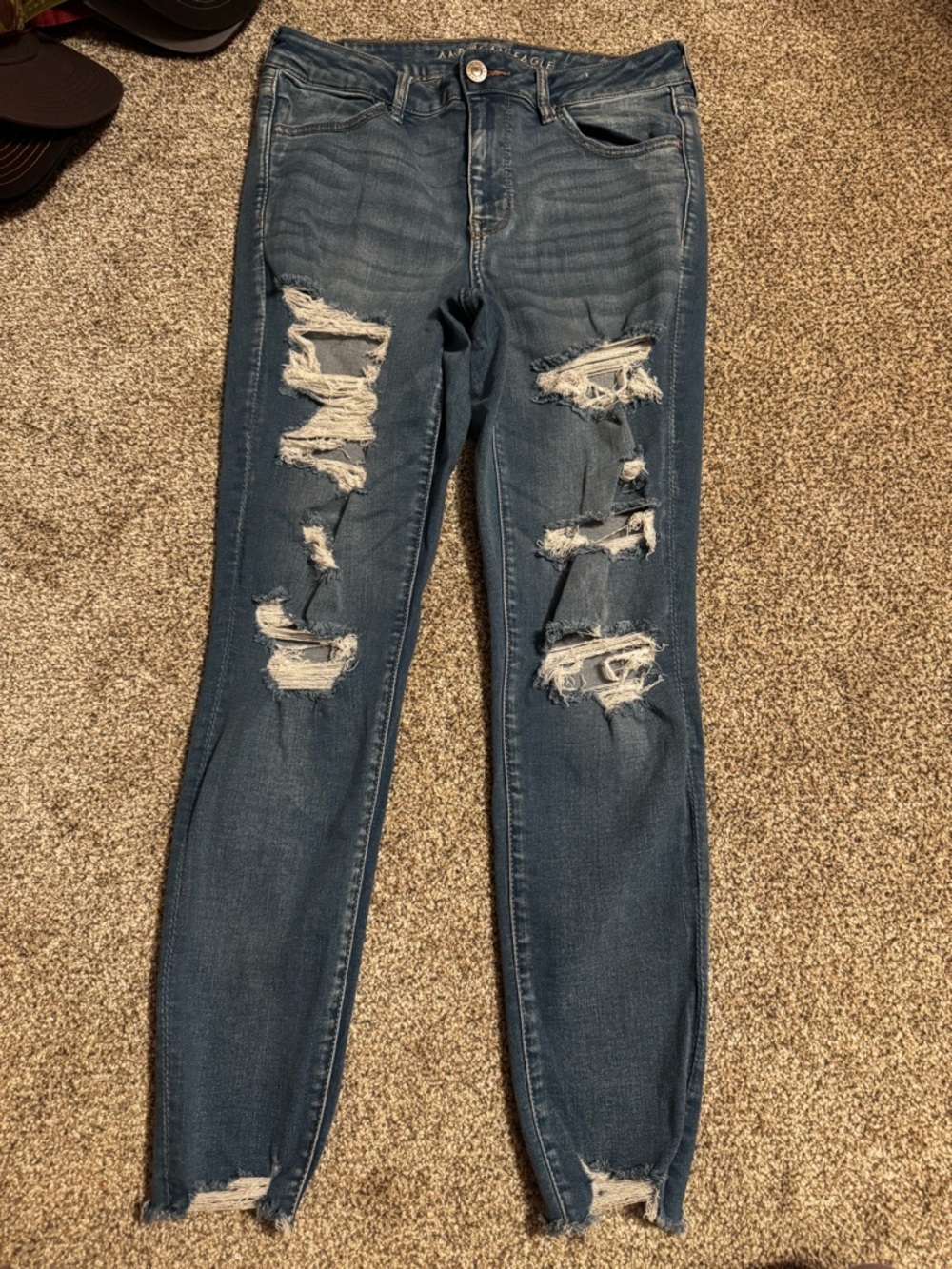 American Eagle Outfitters Distressed Skinny Jeans - Blue